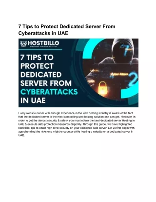 7 tips to protect dedicated server from