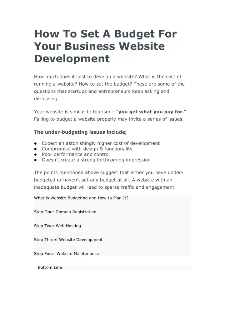how to set a budget for your business website