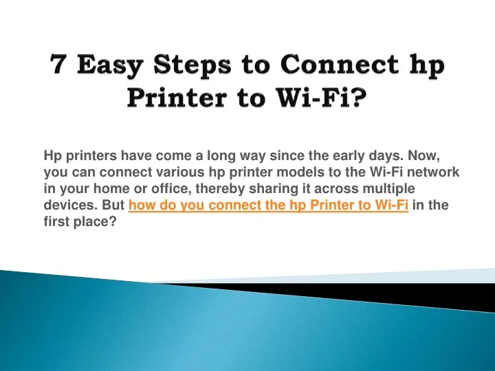 7 easy steps to connect hp printer to wi fi