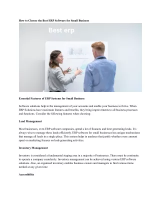 how to choose the best erp software for small
