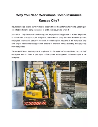 Why You Need Workmans Comp Insurance Kansas City