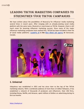Leading TikTok Marketing Companies to Strengthen Your TikTok Campaigns