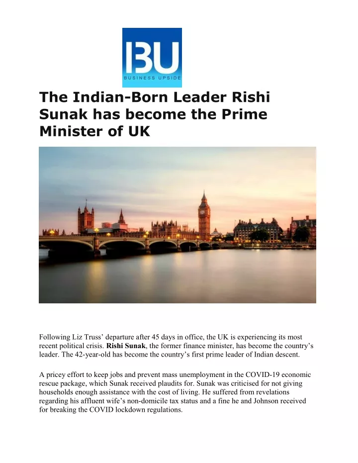 the indian born leader rishi sunak has become