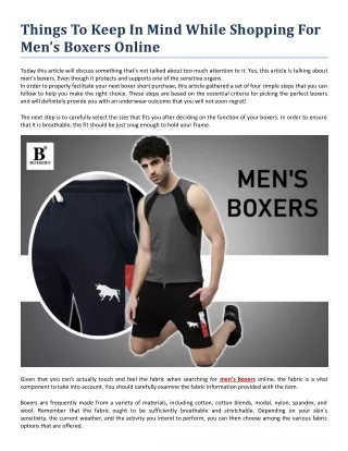 Things To Keep In Mind While Shopping For Men’s Boxers Online