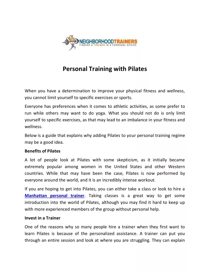 personal training with pilates
