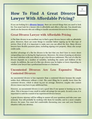 How To Find A Great Divorce Lawyer With Affordable Pricing?