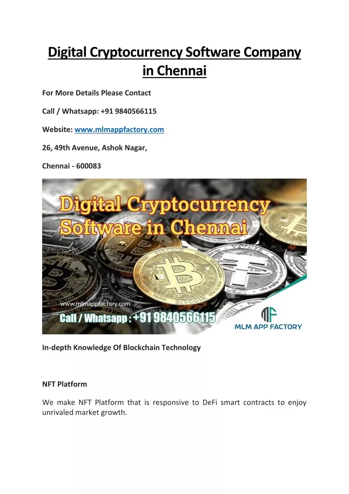 digital cryptocurrency software company in chennai