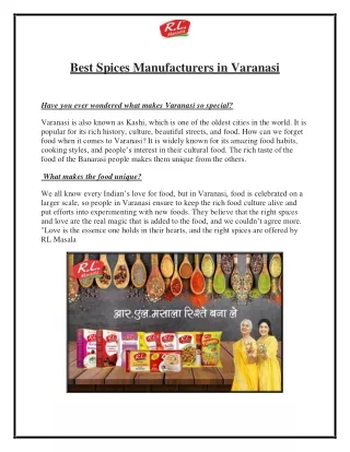 Best Spices Manufacturers in Varanasi - RL Masala