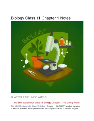 biology class 11 chapter 1 notes