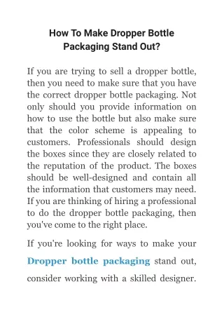 how to make dropper bottle packaging stand out