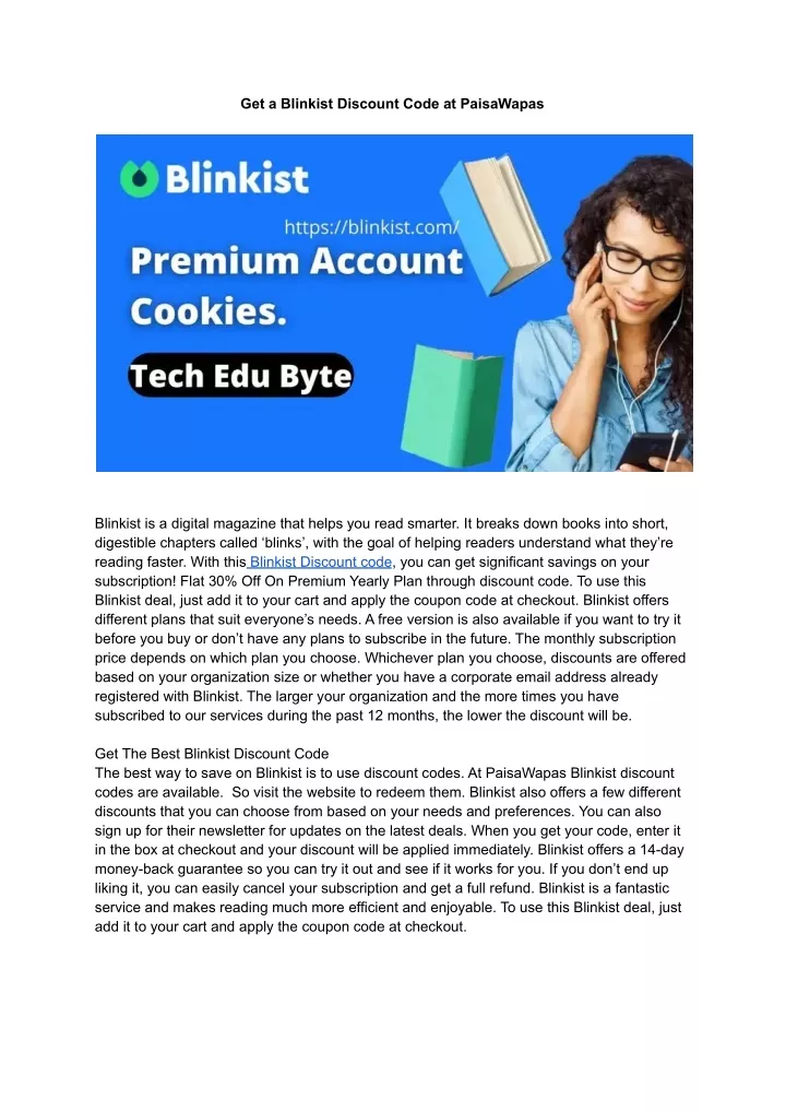 get a blinkist discount code at paisawapas