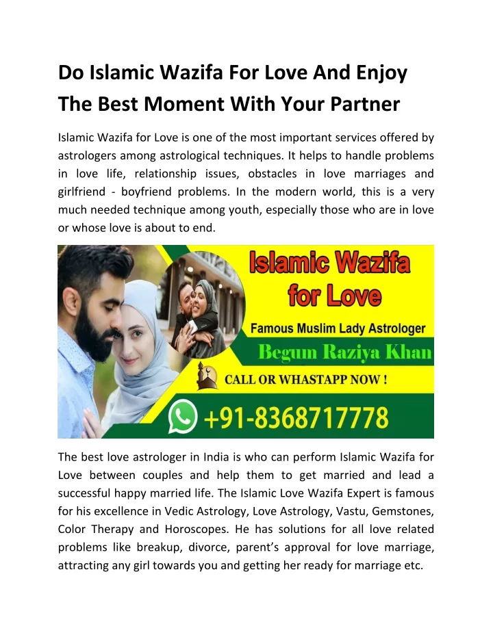 do islamic wazifa for love and enjoy the best