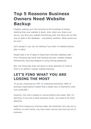 top 5 reasons business owners need website backup