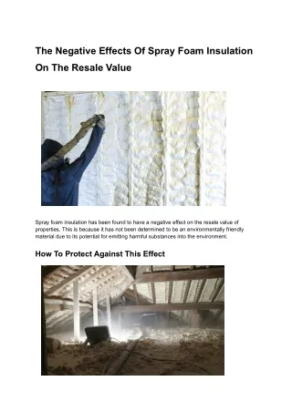 The Negative Effects Of Spray Foam Insulation On The Resale Value