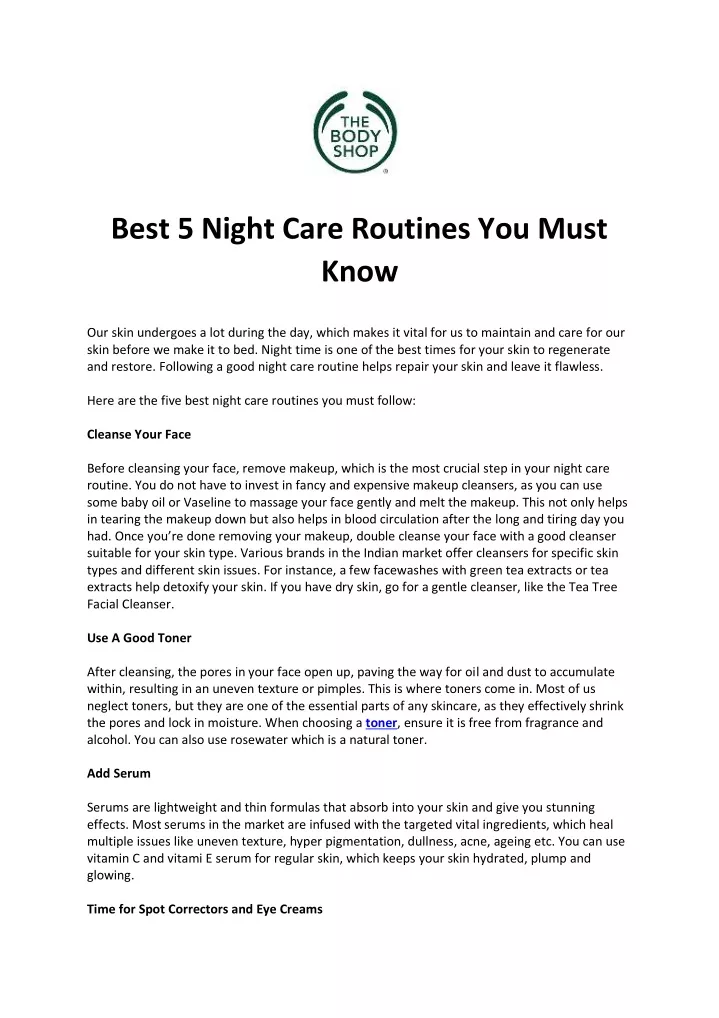 best 5 night care routines you must know