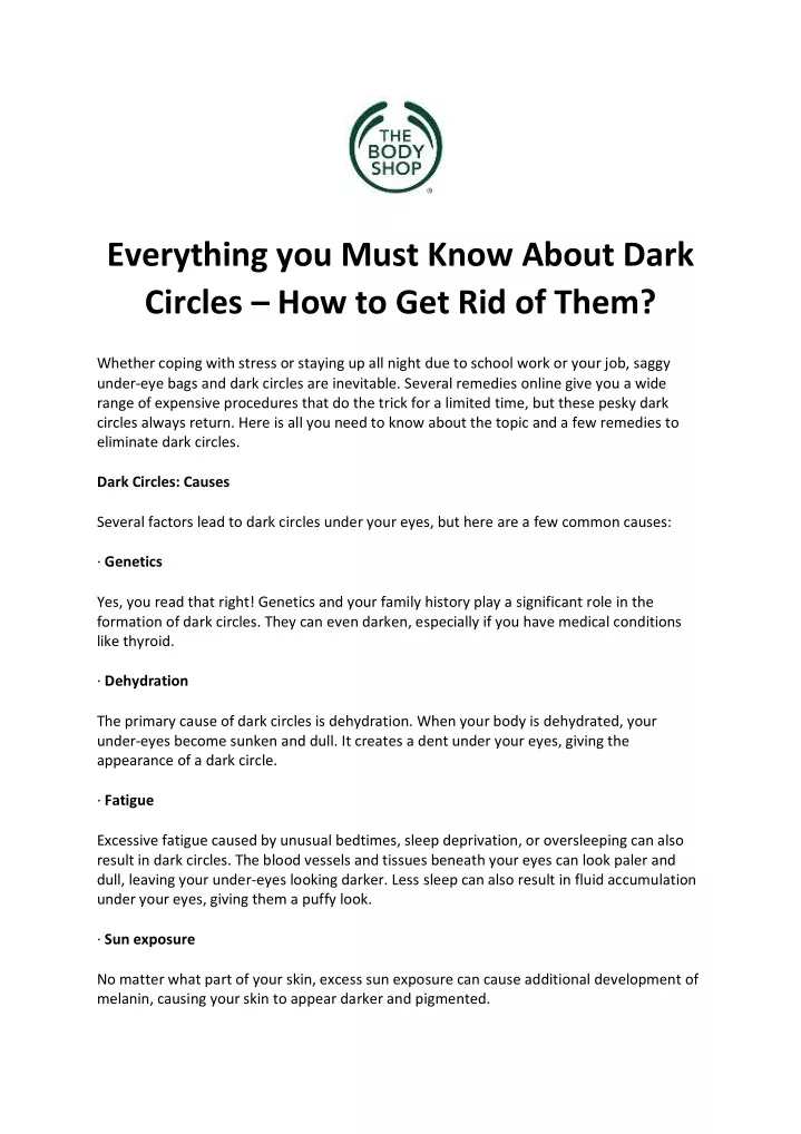 everything you must know about dark circles