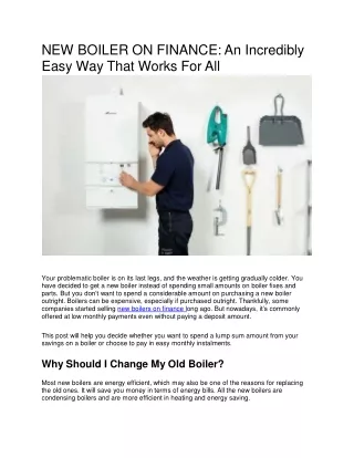 new boiler on finance an incredibly easy way that works for all