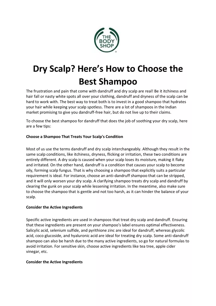 dry scalp here s how to choose the best shampoo