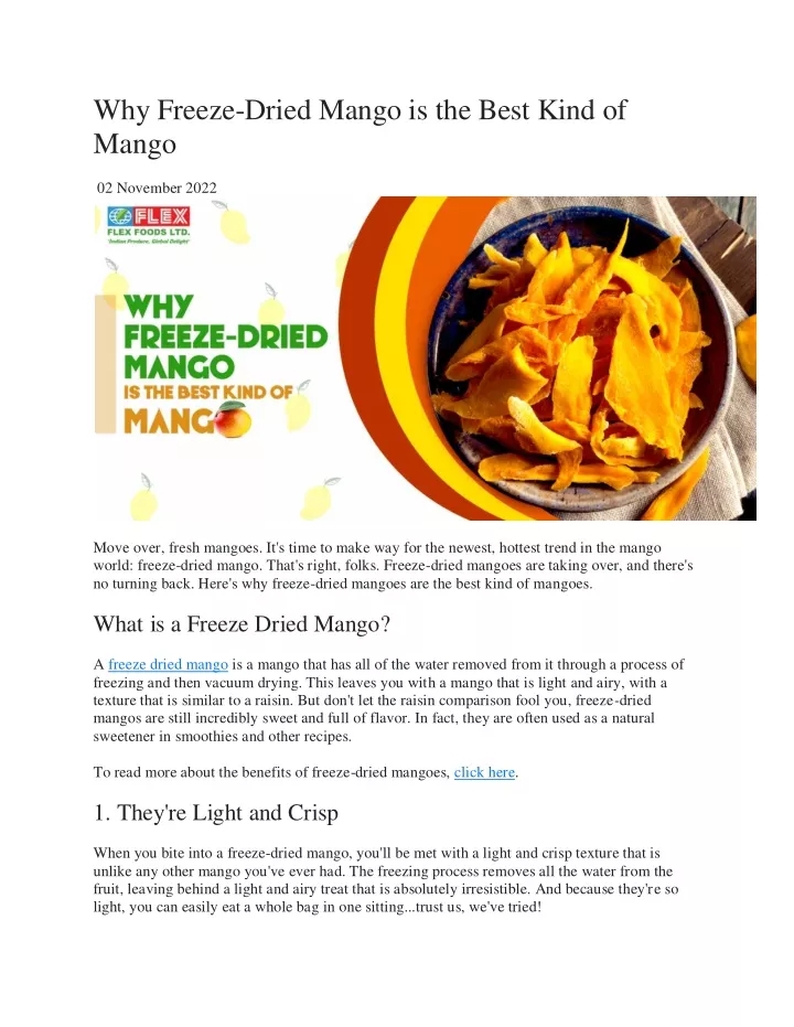 why freeze dried mango is the best kind of mango