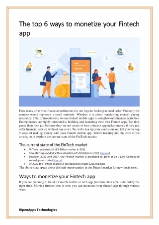 the top 6 ways to monetize your fintech