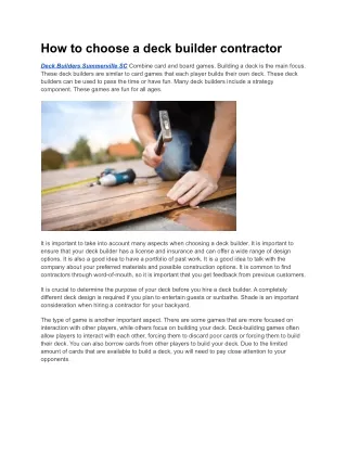 How to choose a deck builder contractor