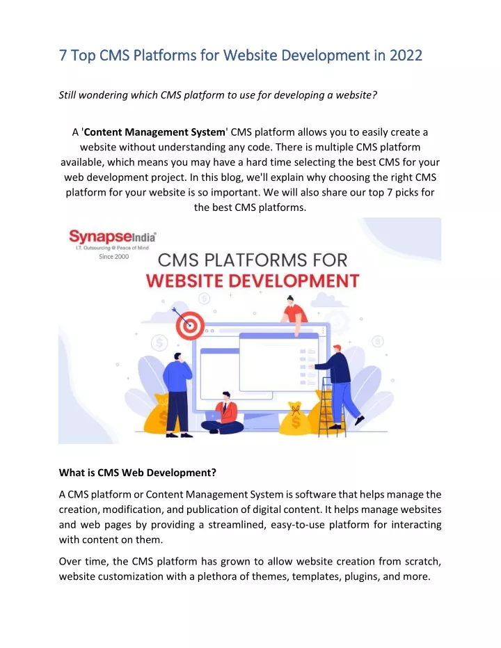 7 top cms platforms for website development