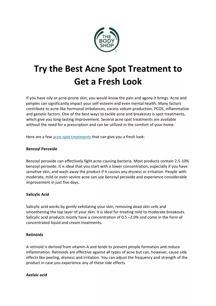 try the best acne spot treatment to get a fresh