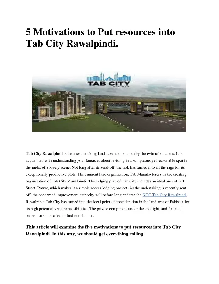 5 motivations to put resources into tab city