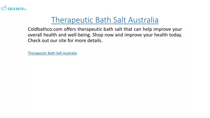 therapeutic bath salt australia