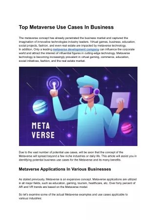 Top Metaverse Use Cases In Business