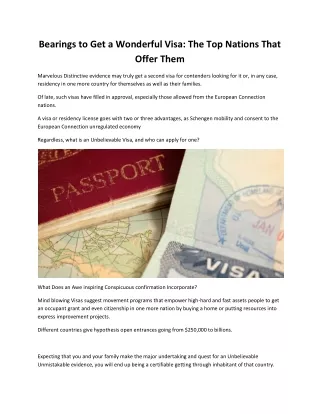 bearings to get a wonderful visa the top nations