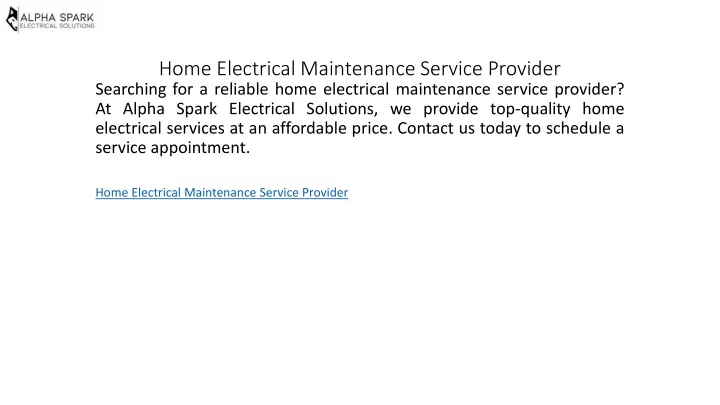 home electrical maintenance service provider