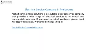 Electrical Service Company in Melbourne  Alpha Spark Electrical Solutions