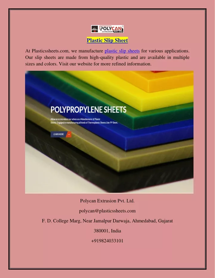 PPT - Plastic Slip Sheet Plasticssheets PowerPoint Presentation, free ...