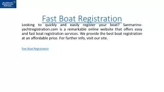 fast boat registration