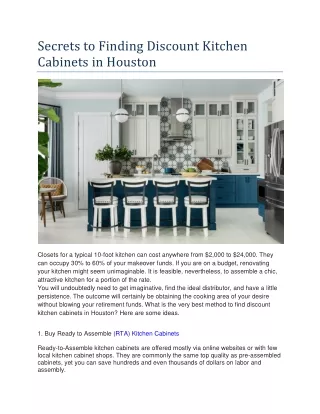 Secrets to Finding Discount Kitchen Cabinets in Houston