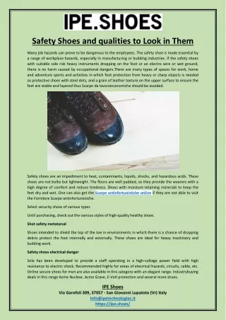 safety shoes and qualities to look in them