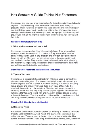 hex screws a guide to hex nut fasteners