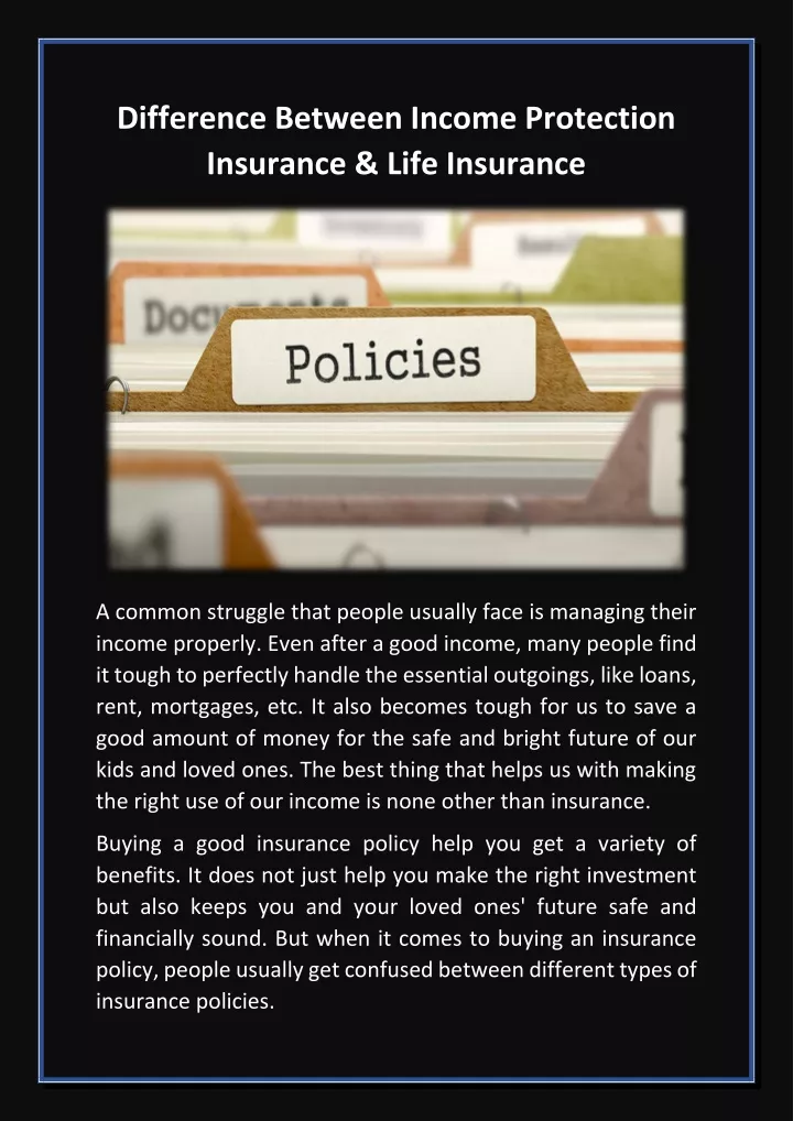 difference between income protection insurance