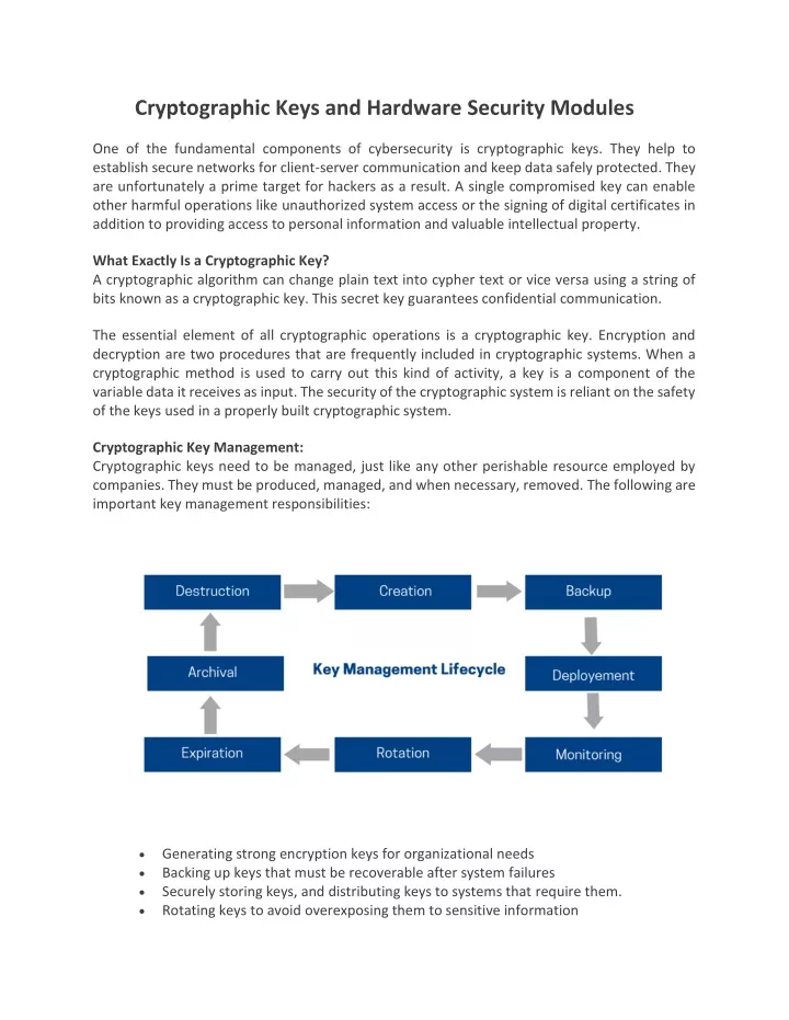 cryptographic keys and hardware security modules