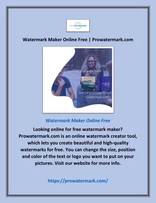 Watermark Maker Online Free | Prowatermark.com
