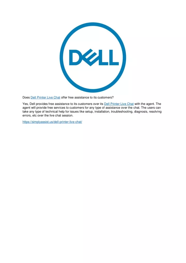 does dell printer live chat offer free assistance