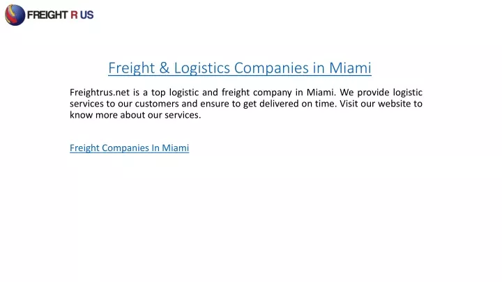 freight logistics companies in miami