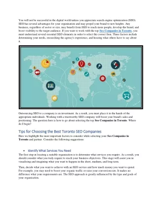 Tips for Choosing the Best Toronto SEO Companies | Eves Webwork