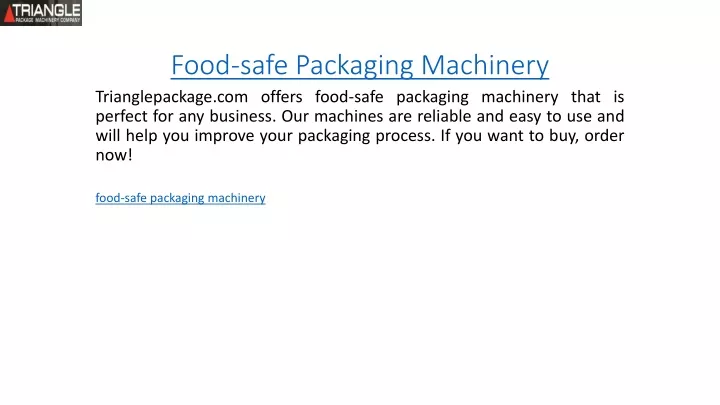 food safe packaging machinery