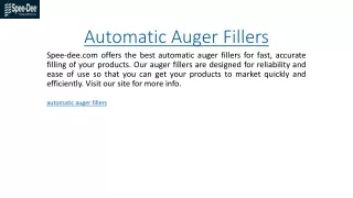 automatic auger fillers