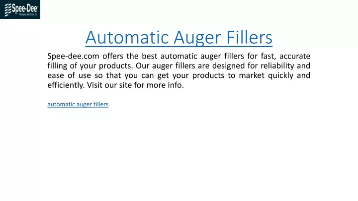 automatic auger fillers