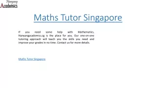 Maths Tutor Singapore  Nanyangacademics.sg
