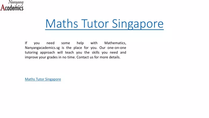 maths tutor singapore