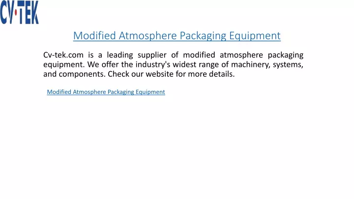 modified atmosphere packaging equipment